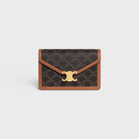 WALLET ON CHAIN MARGO IN TRIOMPHE CANVAS AND CALFSKIN TAN - Image 1